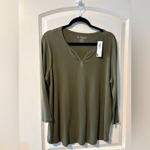 Chico's Olive 3/4th Sleeve Women's Tee